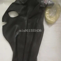 Latex Mask Rubber Unisex Hood with Wig Rubber Fetish Mask Braid Wigs Latex Headgear Sexy Cosplay Accessaries