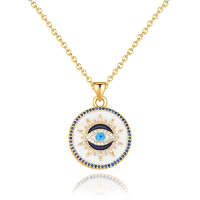 SmileBelle Evil Eye Gold Protection Necklace Handmade Evil Eye Jewelry for Women Ojo Turco Pendant L