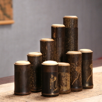 茶葉罐小號密封罐便攜創意個性時尚隨身竹子把玩竹筒紫竹茶葉罐