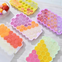 Silicone Honeycomb Ice Grid 37 Grid with Cover Honeycomb Ice Grid Mold Ice Box Easy to Release Stackable DIY ice block mold