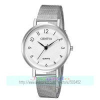 100pcs/lot geneva 637 exclusive style simple mesh watch for unisex geneva brand wrap quartz casual wrist watch wholesale clock