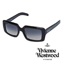 【Vivienne Westwood】英國精品時尚圖騰系列造型太陽眼鏡(VW61703-黑)