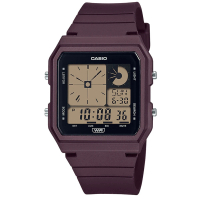 【CASIO 卡西歐】卡西歐時尚科技流線型雙顯數位錶-咖啡(LF-20W-5ADF)