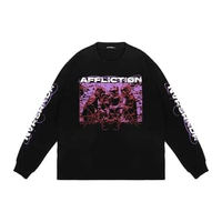 NVSR Oversize Longsleeve Tshirt Affliction Black Unisex XL Hitam