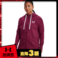 【UNDER ARMOUR】UA 女 Rival Fleece刷毛保暖連帽外套