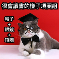 『台灣x現貨秒出』學士帽眼鏡項圈組合 寵物項圈 寵物裝扮 狗項圈 貓項圈 貓裝扮