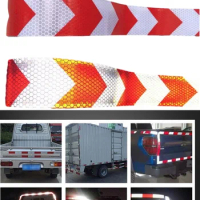 5cm*45M White Reflective Red Arrow Twill Guide Sign Adhesive Warning Safety Tape Sticker For Truck Car Motorcycle