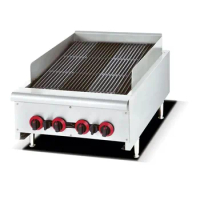 Stainless Steel Beef Steak Griddle 4 Burner Gas Lava Rock Grill Commercial Table Top Black Stone Grill SC-QR24S