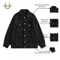 Áo Khoác Dạ Tweed Nam Nữ Unim Store Chất Liệu Cao Cấp Túi Ngực Phía Trước Cổ Bẻ - AK01 Giao hàng tại