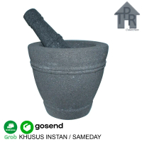 Lumpang + Alu Sido Muncul - Asli Batu Bukan Semen D18 Halus Rapi dengan Mesin Modern Diameter 18cm T