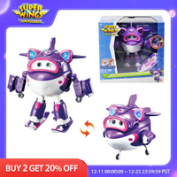 Super Wings 6 ''Supercharged Crystal Deluxe Transforming พร้อม Skis,เสียงและไฟ Deformation Robot Action Figures Plane Toys