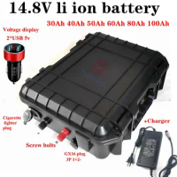 14.8V 100Ah 80Ah 90Ah 70Ah 60Ah 50Ah 30Ah li ion battery no 12v 80Ah 100Ah for fish boat golf trolly lamp light +charger