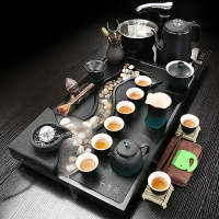 天然烏金石茶具套裝家用辦公陶瓷簡約小號石茶盤喝茶紫砂茶海整套