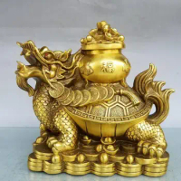 China brass seiko treasure bowl dragon turtle crafts statue