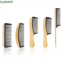 1Pc Natural Bamboo Wooden Tail Hair Combs Anti-Static Hairs Care Healthy Massage Close-Tooth Comb
