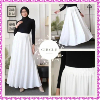 Rok Payung Panjang Putih Polos Circle Realpict