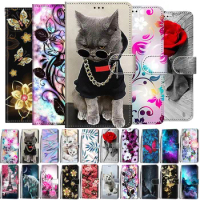 S22 Ultra Phone Case For Samsung Galaxy S20 S21 S22 Ultra Plus FE 5G Xcover 5 Book Painted Flip Card Slot Cover Leather