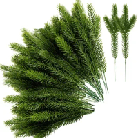 30Pcs Artificial Pine Needles Green Plant,Fake Greenery Pine Picks For Diy Garland Wreath Christmas Garden Decoration