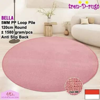 Tren-D-rugs karpet polos aesthetic bulat bundar round diameter 120cm anti slip modern bulu alas lant