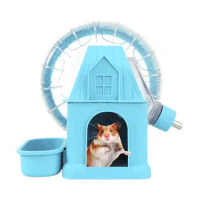 Hamster Wheel Hamster Food Bowl Water Bottle Base House With No Drip Water Bottle Dispenser Quiet Spinner For Mice Gerbils Small