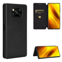 For Xiaomi Poco X3 Luxury Flip Carbon Fiber Skin Wallet Magnetic Adsorption Case For Xiaomi Poco X3 Pro NFC X 3 PocoX3 Phone Bag