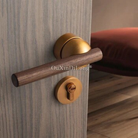 1Set Black Walnut/Door Lock American Style Bedroom Door Lock Interior Door Handle Indoor Door Split Handle Lockset GF364
