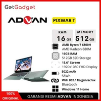 Laptop Advan Pixwar T 16GB 512GB Touchscreen Notebook Ryzen 7 Windows 11 Gaming New Original Garansi