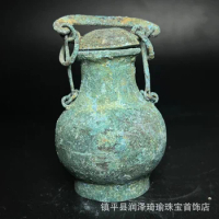 Unearthed Antique Bronze Ware in Han Dynasty Lifting Handle Bottles Antique Antique Bronze Ware Ornaments Antique Reproduction O