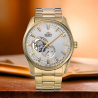 ORIENT 東方錶 Semi-Skeleton 系列 鏤空 小秒針 機械錶 藍寶石 男錶 金色-RA-AR0007S
