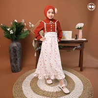 MARVES Zoya Gamis Baju Muslim Anak Perempuan Set Hijab Usia 1 Hingga 14 Tahun 9-10 Tahun White
