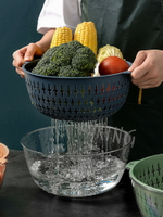 雙層瀝水家用廚房洗菜盆瀝水籃洗菜籃濾水籃漏水籃洗水果蔬菜洗菜