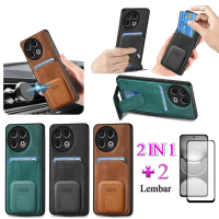Casing For Tecno Spark 30 Pro Case Kulit Premium Dengan Stand Holder Film Keramik Layar Protektif