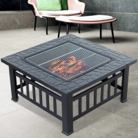 Courtyard Square Fire Pits Home Charcoal Grill Brazier Outdoor Grill Stand Camping Stove Charcoal Heating Bonfire Brazier Table