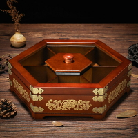 【家裡來客必備】干果盒糖果盒喜慶家用分格帶蓋中式創意木質瓜子盤零食盒子水果盤