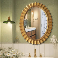 Makeup Decorative Frame Mirror Wall Stickers Dressing Table Bedroom Design Mirror Nordic Gold Miroir Mural Decorating Room