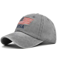Vintage Usa Flags Embroidery Baseball Caps Female Male Solid Color Breathable Peaked Cap Outdoor Visors Sun Hats For Men