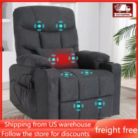 Power Lift Recliner Chair for Elderly with Vibration Massage and Heat,Linen Fabric Sleeper Chair Recliner Chair for Living Room