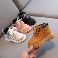 Fashion Kids Boys Girls Martin Boots Autumn Spring Winter Anti-slip British Casual Shoes Artificial Leather Children Short Boots