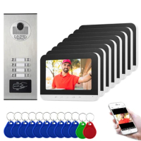 New 8 multi-family apartment wired video intercom doorbell system 7" monitor Wired Video Door Phone Wifi Door Bell for Villa