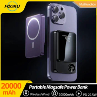 FCOku Magsafe Power Bank 20000mAh Magnetic Qi Wireless Charger PowerBank PD22.5W Mini Powerbank For iPhone Samsung Fast Charging
