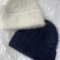 Women Caps Downy Soft Warm Simple All-Match Winter Knitted Hat