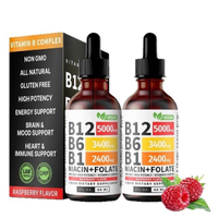 Vitamin B12 B6 B1 Complex Liquid Drops 5000mcg B12 Raspberry Flavor Vegan Energy Support Supplement 