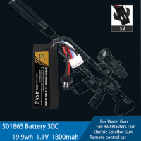 Gel Ball Blasters Gun SM Plug Battery 11.1V 3S 1800mah 30C 501865 Rechargeable Battery For Electric Splatter Gun Soft Bullet Gun