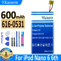 YKaiserin Battery Replacement 616-0531 for IPod Nano 4 5 6 7 Nano6 6th Gen 8GB 16GB 616-0639;616-0640 [W0784] MP3 MP4 616-0467