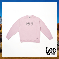 【X-LINE】Lee 男款 山形Logo長袖圓領大學T/厚T 莓紫