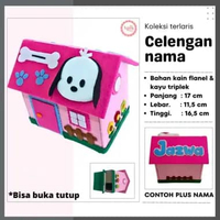 Celengan Tabungan Anak Karakter Lucu Bentuk Rumah Dari Kain Flanel Bisa Custom Nama Dan Buka Tutup p