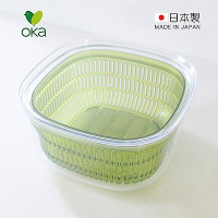 日本OKA Vegi mage日製透明雙層瀝水保鮮盒-大-2色可選