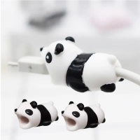 【電線保護】大嘴熊貓充電線保護套2入(卡通造型 手機配件 數據線 傳輸線 咬線器 防折斷線套)