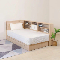 【WAKUHOME 瓦酷家具】Molly日系無印風三抽3.5尺床箱型3件組-床箱+床底+床邊櫃-B001-M201+M302+M303