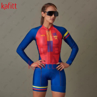 Kafitt Women's Clothing Free Shipping Abiti Specialized Bike Kit Retro Cycling Shorts Jersey Women Long-sleeved Shirt Tight Suit